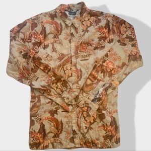 Paul Smith Button-down shirt, x-large, slim fit, brown tan, orange, and peach.